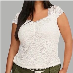 TORRID Sheer Stretch Lace Sweetheart Cinch Front Top NWT Size 4X